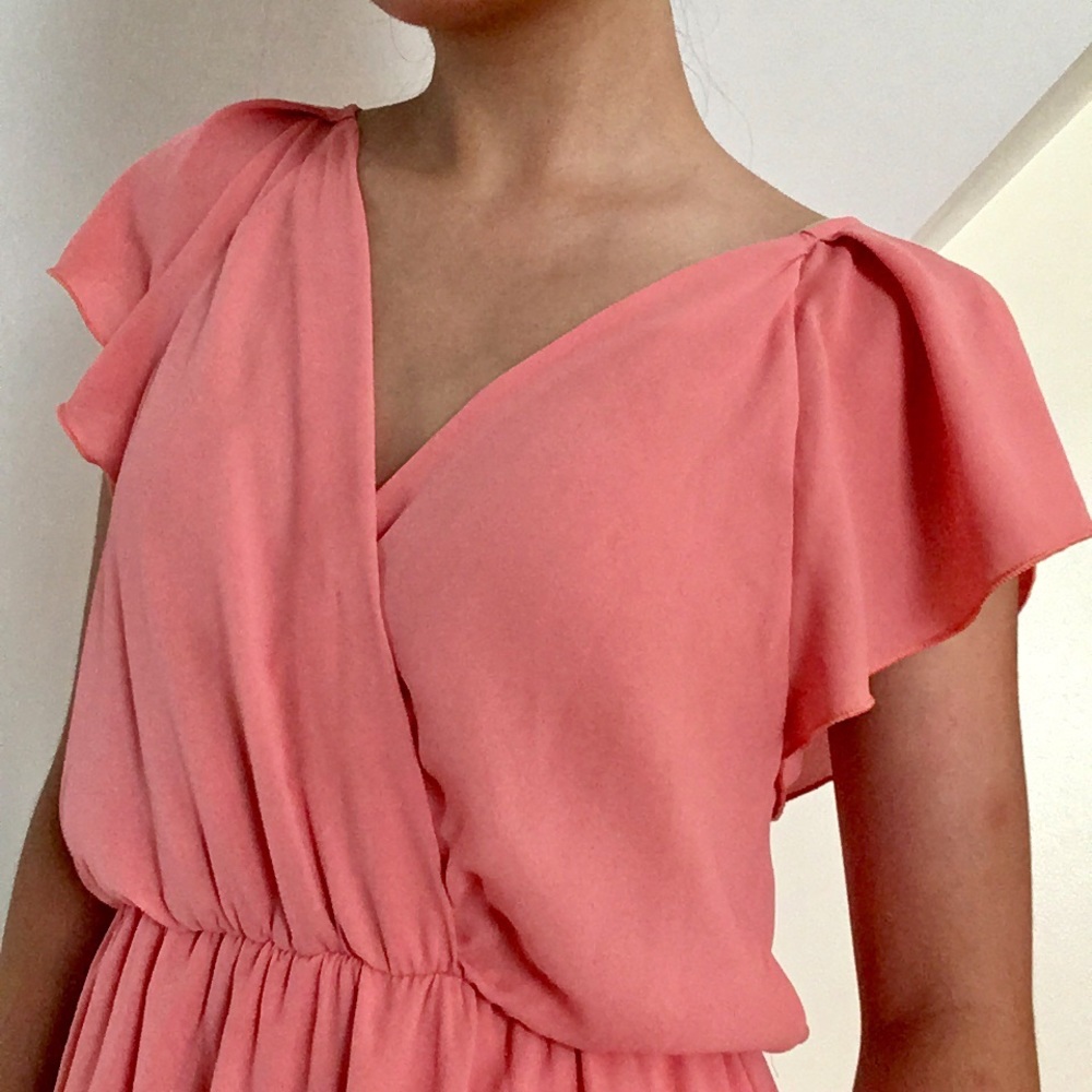 Everly Pink High-Low Surplice Maxi Wrap Dress